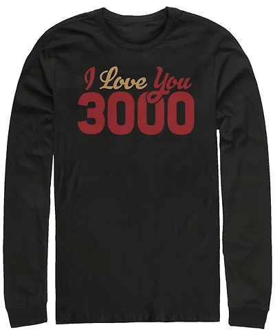 Marvel Men's Avengers Endgame I Love You 3000 Text, Long Sleeve T-shirt