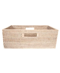 Artifacts Rattan Rectangular Shelf basket with Side handles