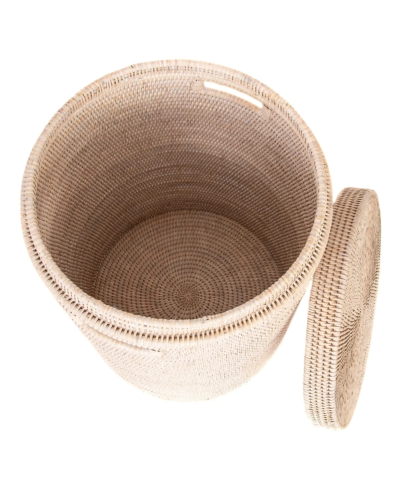 Artifacts Rattan Round Hamper with Lid and Cloth Liner