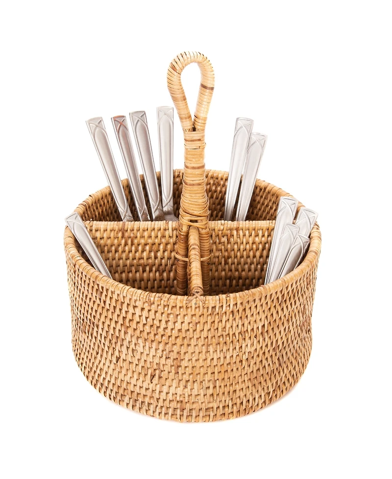 Artifacts Rattan 4 Section Caddy and Cutlery Holder