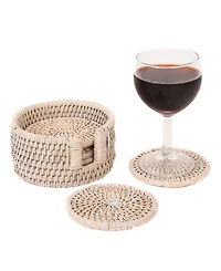 Artifacts Rattan Round Coasters with Box - 7 Piece Set