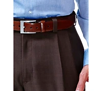 Haggar Men's Eclo Stria Classic Fit Pleated Hidden Expandable Waistband Dress Pants