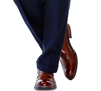 Haggar Men's Eclo Stria Classic Fit Pleated Hidden Expandable Waistband Dress Pants