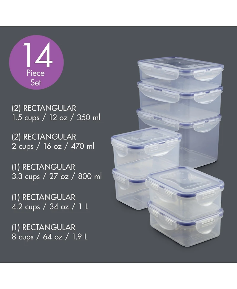 Lock n Lock Easy Essentials Rectangular 14-Pc. Food Storage Container Set