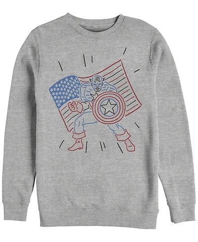 Marvel Men's Captain America Neon Line Art, Crewneck Fleece
