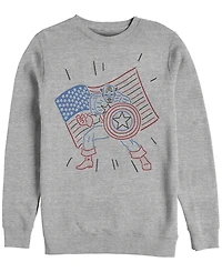 Marvel Men's Captain America Neon Line Art, Crewneck Fleece