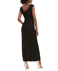 Connected Cutout Sequined Lace Gown