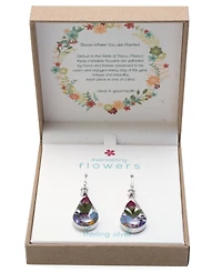 Medium Teardrop Dried Flower Earrings Sterling Silver. Available Multi, Blue, Yellow or Purple