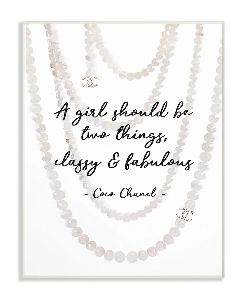 Stupell Industries Classy and Fabulous Fashion Quote with Pearls Wall Plaque Art, 13" L x 19" H