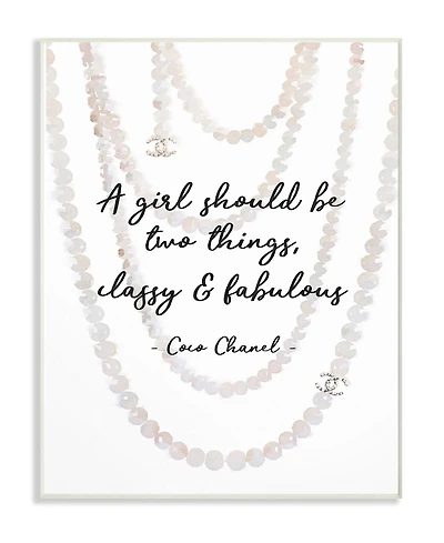 Stupell Industries Classy and Fabulous Fashion Quote with Pearls Wall Plaque Art, 13" L x 19" H