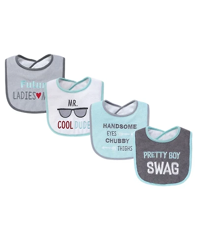 Hudson Baby Boys Four-Piece Fiber-Filled Feeding Bibs