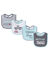 Hudson Baby Boys Four-Piece Fiber-Filled Feeding Bibs