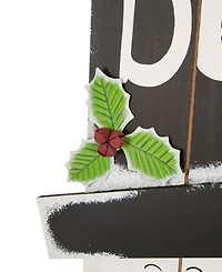 Glitzhome Wooden Snowman Porch Sign - Merry