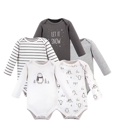 Hudson Baby Boys Cotton Long-Sleeve Bodysuits 5pk
