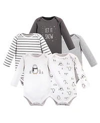 Hudson Baby Boys Cotton Long-Sleeve Bodysuits 5pk