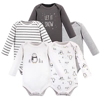 Hudson Baby Boys Cotton Long-Sleeve Bodysuits 5pk