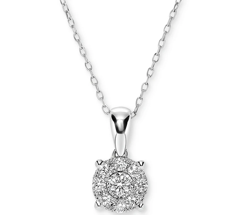 Diamond Miracle Plate Cluster 18" Pendant Necklace (1/4 ct. t.w.) in 14k White Gold