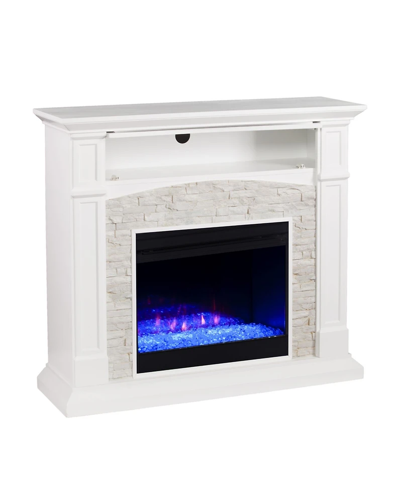 Southern Enterprises Chartier Color Changing Electric Fireplace with Media Shelf