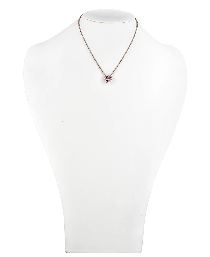 Amethyst (2-1/3 ct. t.w.) & White Topaz (1/3 ct. t.w.) Heart 17" Pendant Necklace in 14k Rose Vermeil over Sterling Silver