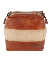 Cobbler Industrial Pouf Leather and Canvas by Lumisource