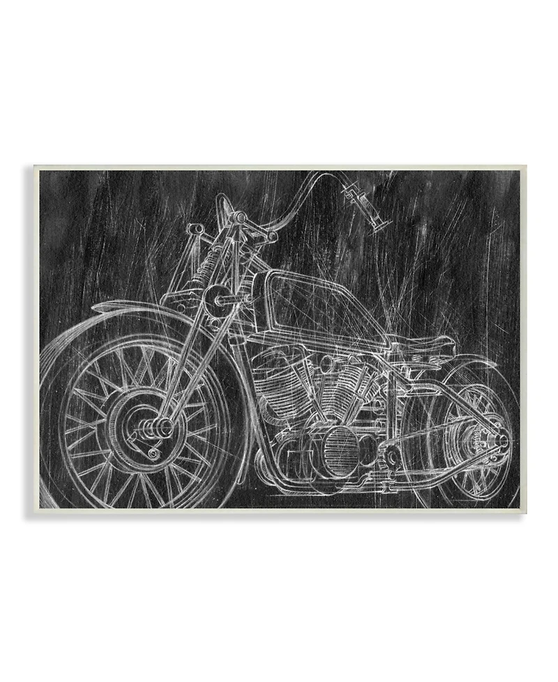 Stupell Industries Monotone Black and White Motorcycle Sketch Wall Plaque Art, 13" L x 19" H