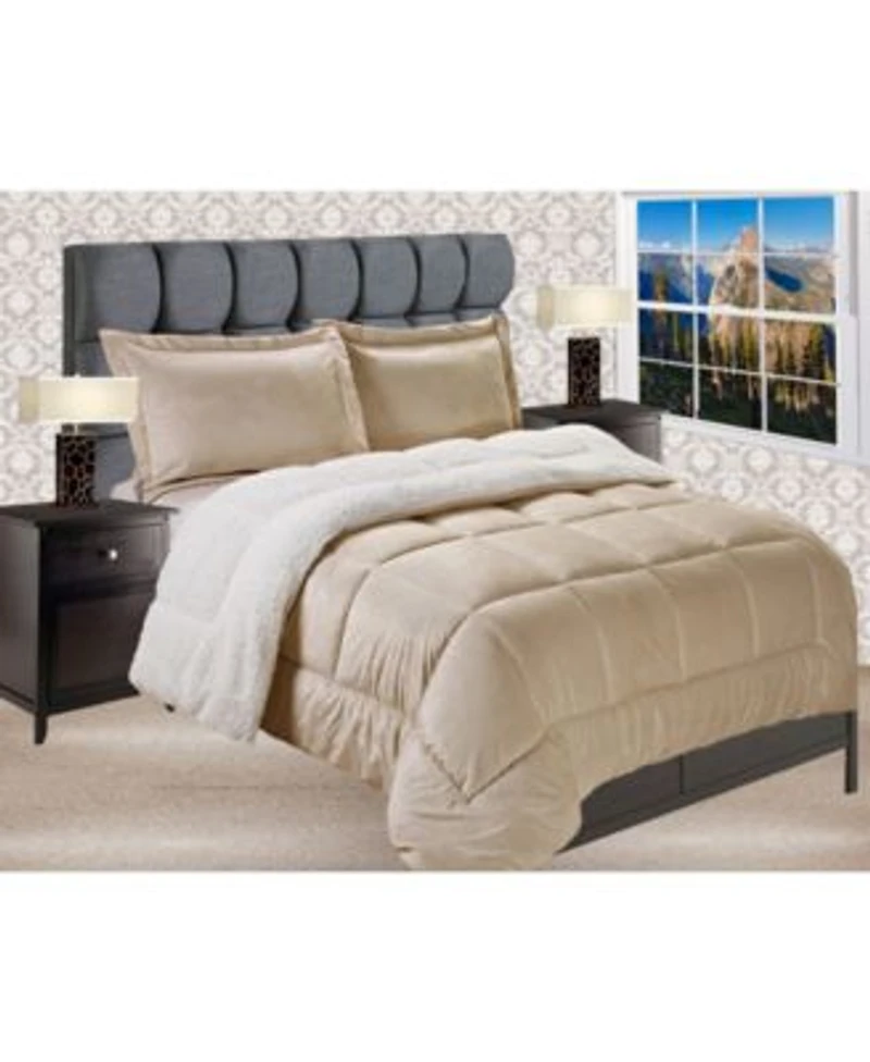 Elegant Comfort Micromink Sherpa Reversible Down Alternative Microsuede Comforter Sets