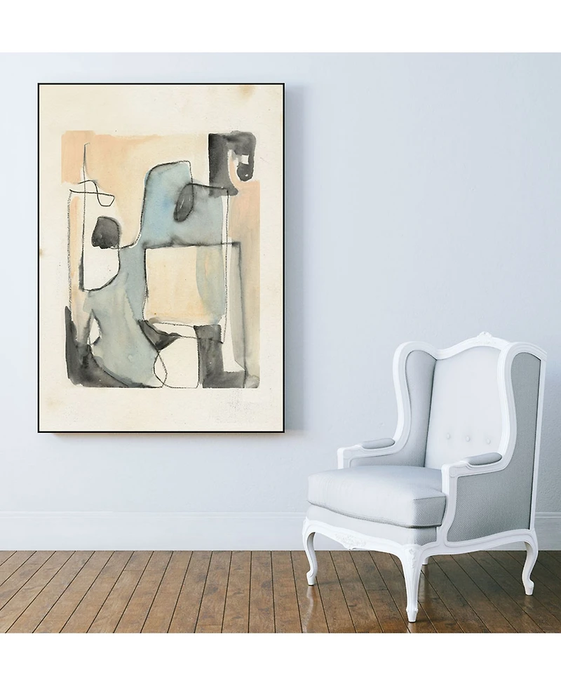 Giant Art 40" x 30" Subdued Abstract Ii Art Block Framed Canvas