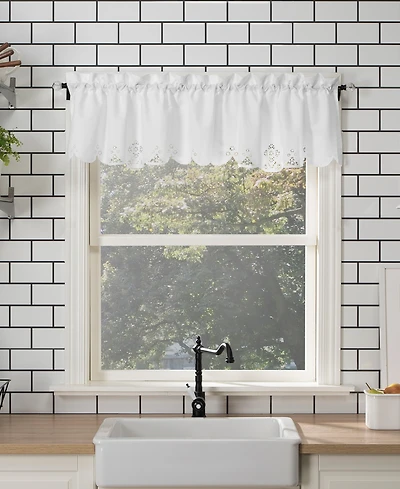 Mariela Floral Trim Semi-Sheer Rod Pocket Kitchen Curtain Valance