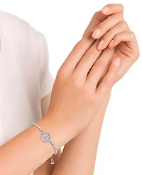 Cubic Zirconia Butterfly Adjustable Slider Bolo Bracelet in Silver Plate