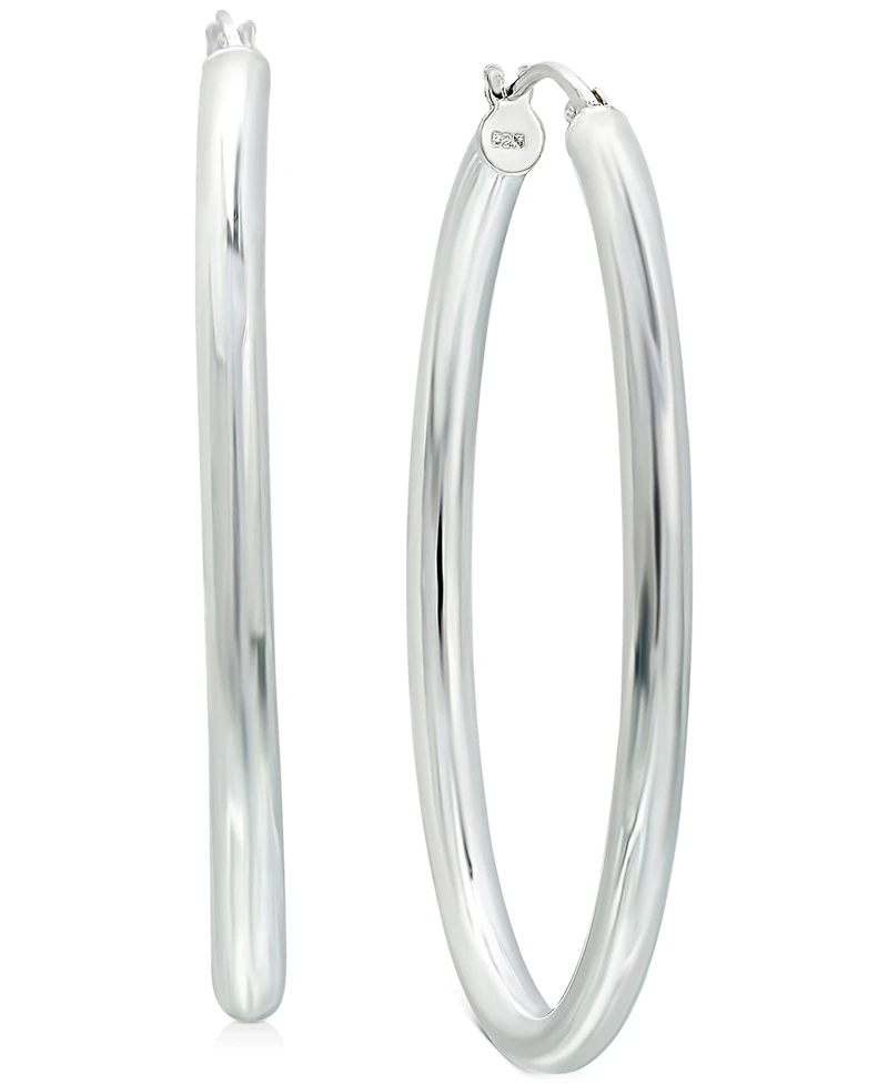 Giani Bernini Medium Polished Tube Hoop Earrings in Sterling Silver, 1.1", Created for Macy's