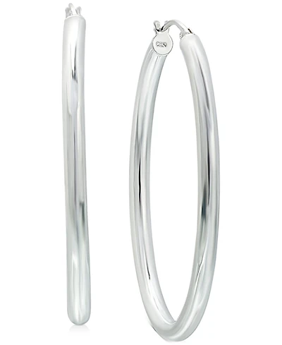 Giani Bernini Medium Polished Tube Hoop Earrings in Sterling Silver, 1.1", Created for Macy's