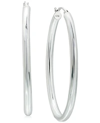 Giani Bernini Medium Polished Tube Hoop Earrings in Sterling Silver, 1.1", Created for Macy's