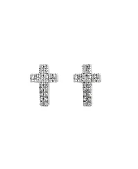 Effy Diamond (1/6 ct.t.w.) Cross Stud Earrings in Sterling Silver or 14k Gold-Plated Sterling Silver