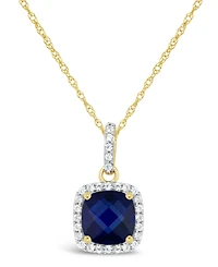 Created Spinel Aquamarine (1-5/8 ct. t.w.) Pendant Necklace in 10k Yellow Gold