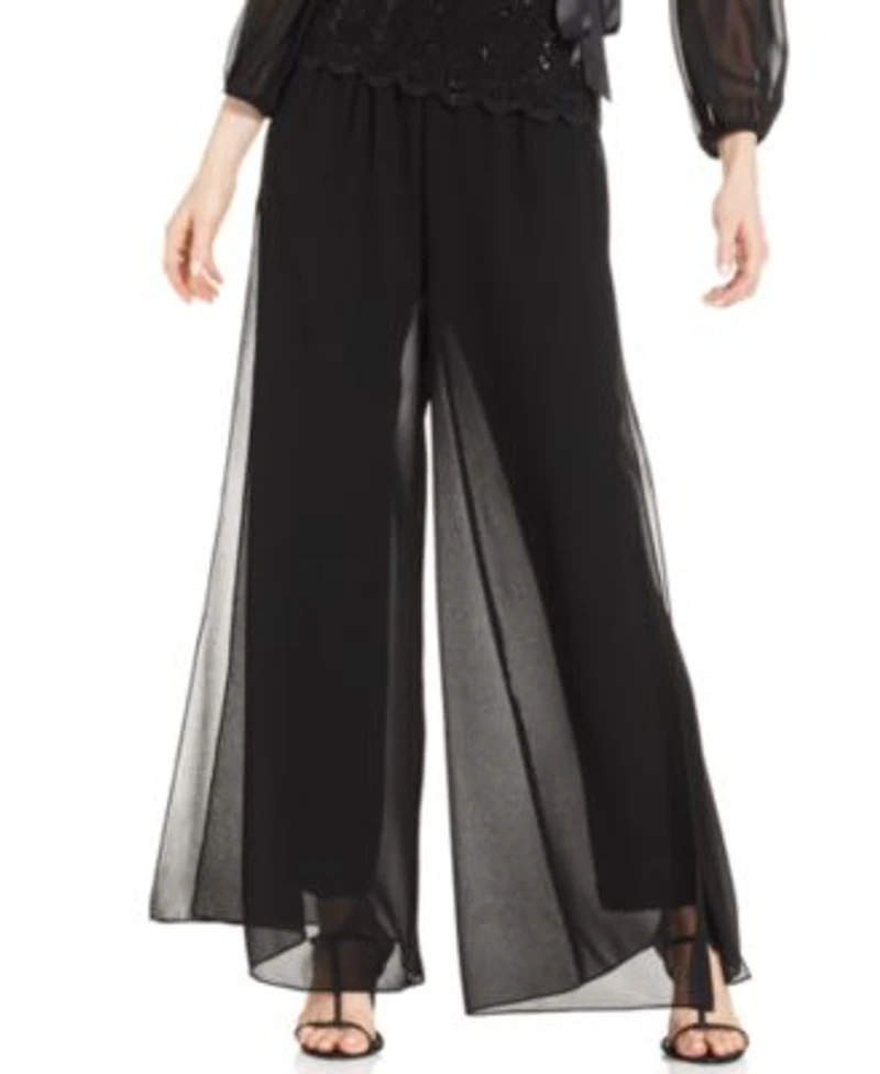 Alex Evenings Wide Leg Chiffon Pants Ps Xxl