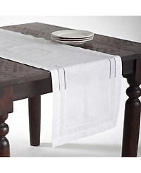 Saro Lifestyle Embroidered and Hemstitched Table Runner, 16" x 54"