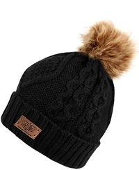 Angela & William Faux Fur Pom Beanie with Fleece Lining