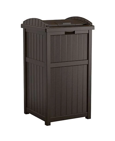 Suncast Trash Hideaway Outdoor Patio 33 Gallon Garbage Waste Trash Can Bin