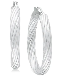 Giani Bernini Medium Rounded Twist Hoop Earrings in Sterling Silver, 1.1", Created for Macy's