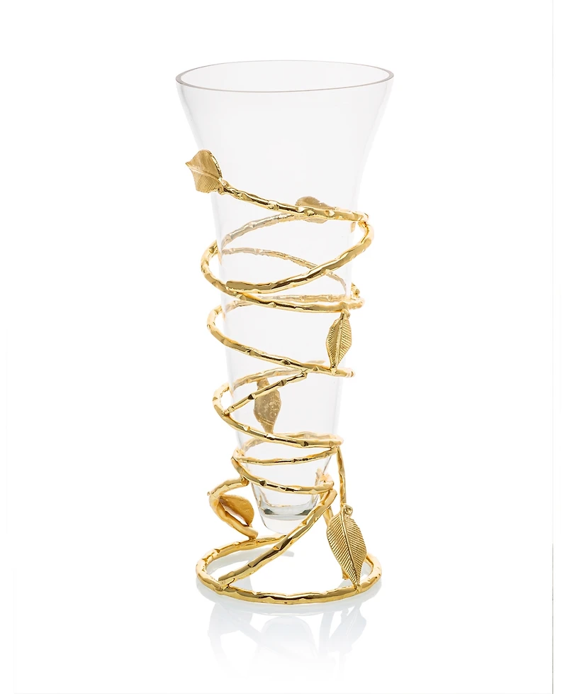 Classic Touch Glass Vase with Removable Gold Leaf Base