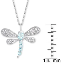 Blue Topaz (3/4 ct. t.w.) & Diamond Accent Dragonfly 18" Pendant Necklace in Sterling Silver