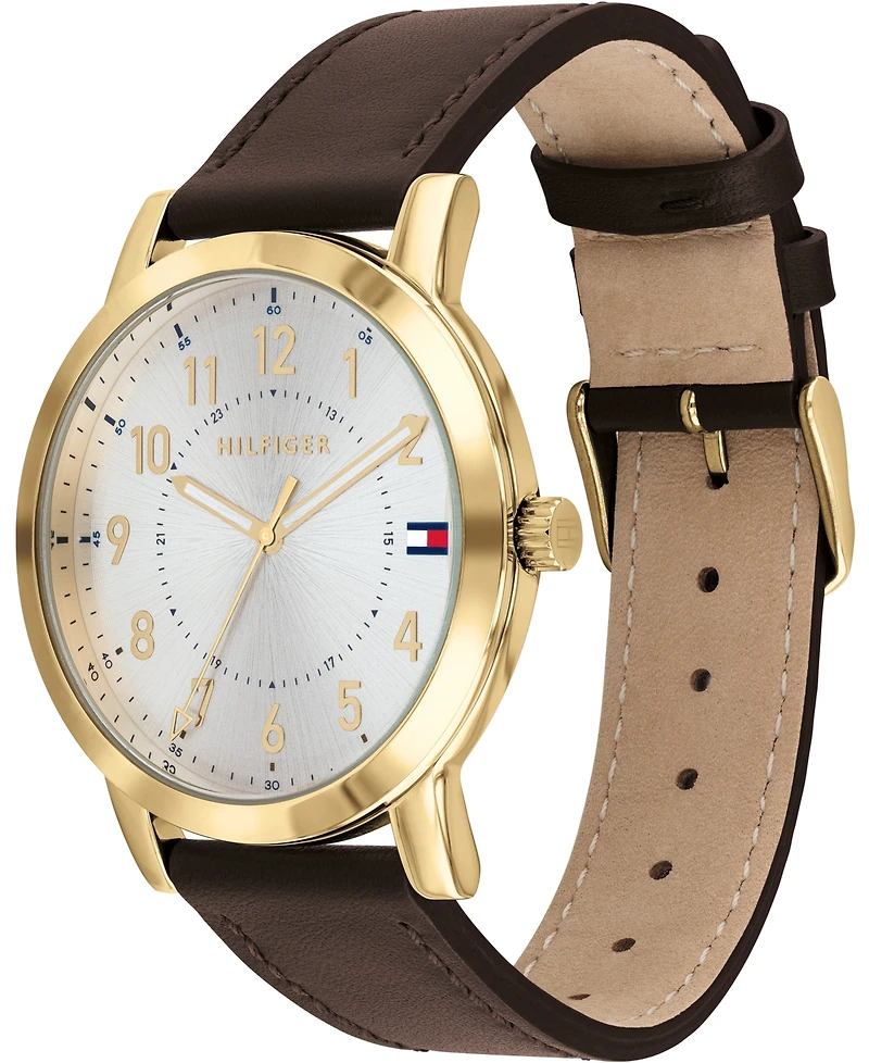 Tommy Hilfiger Men's Brown Leather Strap Watch 42mm, Created for Macy's