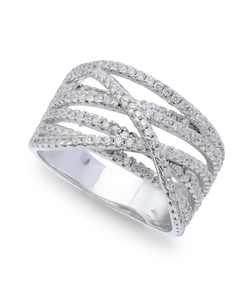 Cubic Zirconia Pave Interlocking Ring (1-1/6 ct. t.w.) Sterling Silver