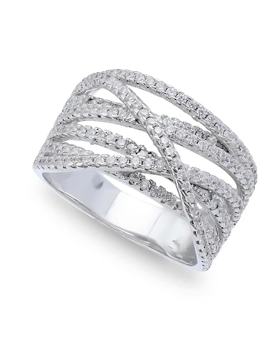 Cubic Zirconia Pave Interlocking Ring (1-1/6 ct. t.w.) Sterling Silver