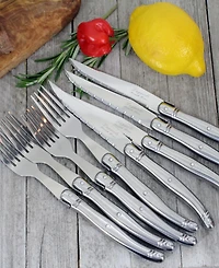 French Home Laguiole Stainless Steel Steak Knife and Fork Set, 8 Piece.
