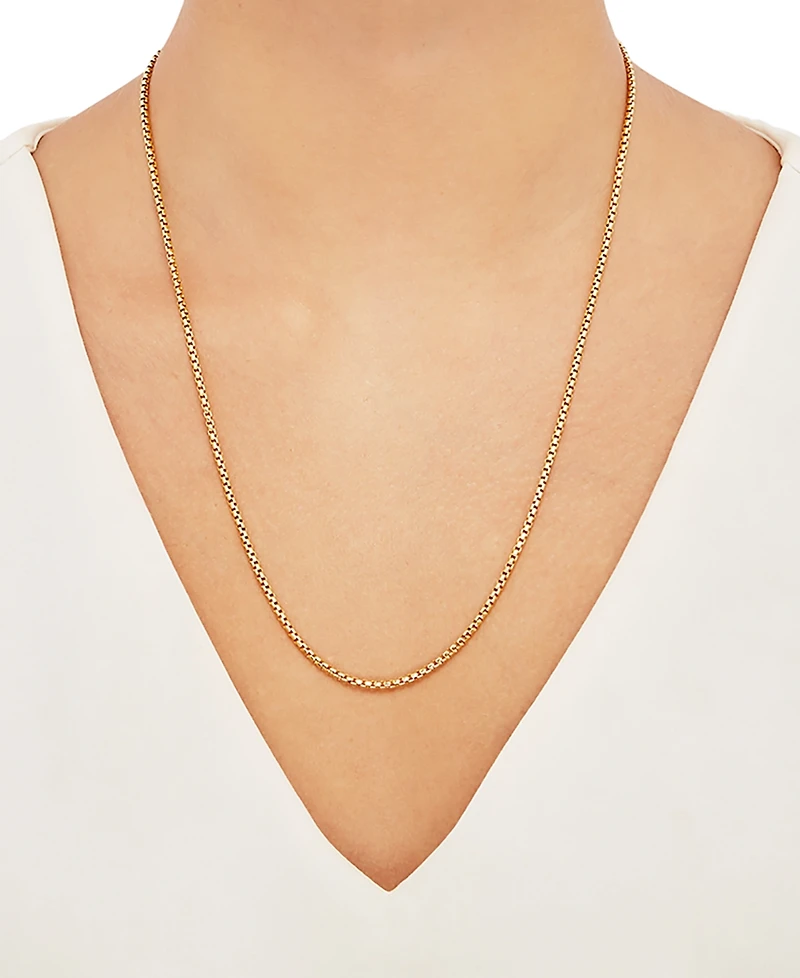 Rounded Box Link 22" Chain Necklace (2mm) Sterling Silver or 18k Gold-Plated Over
