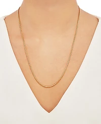 Rounded Box Link 22" Chain Necklace (2mm) Sterling Silver or 18k Gold-Plated Over