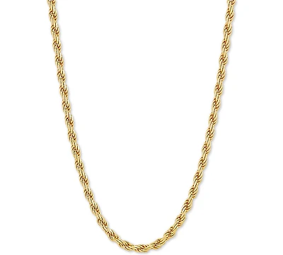Rope Link 24" Chain Necklace in 18k Gold-Plated Sterling Silver