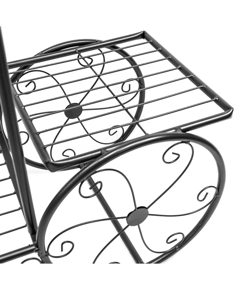 Sorbus Flower Cart Pot Display Rack - Black