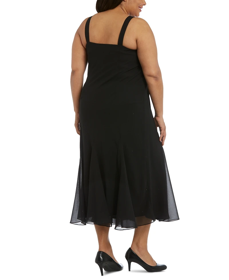 R&M Richards Plus Beaded V-Neck Dress and Jacket